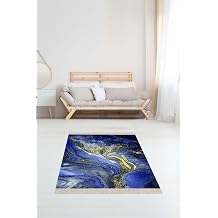 Ontheclouds Gold Detayl  Okyanus Esintili Dijital Bask  Y kanabilir Modern Salon Hal , 180 x 280 MEG243LM