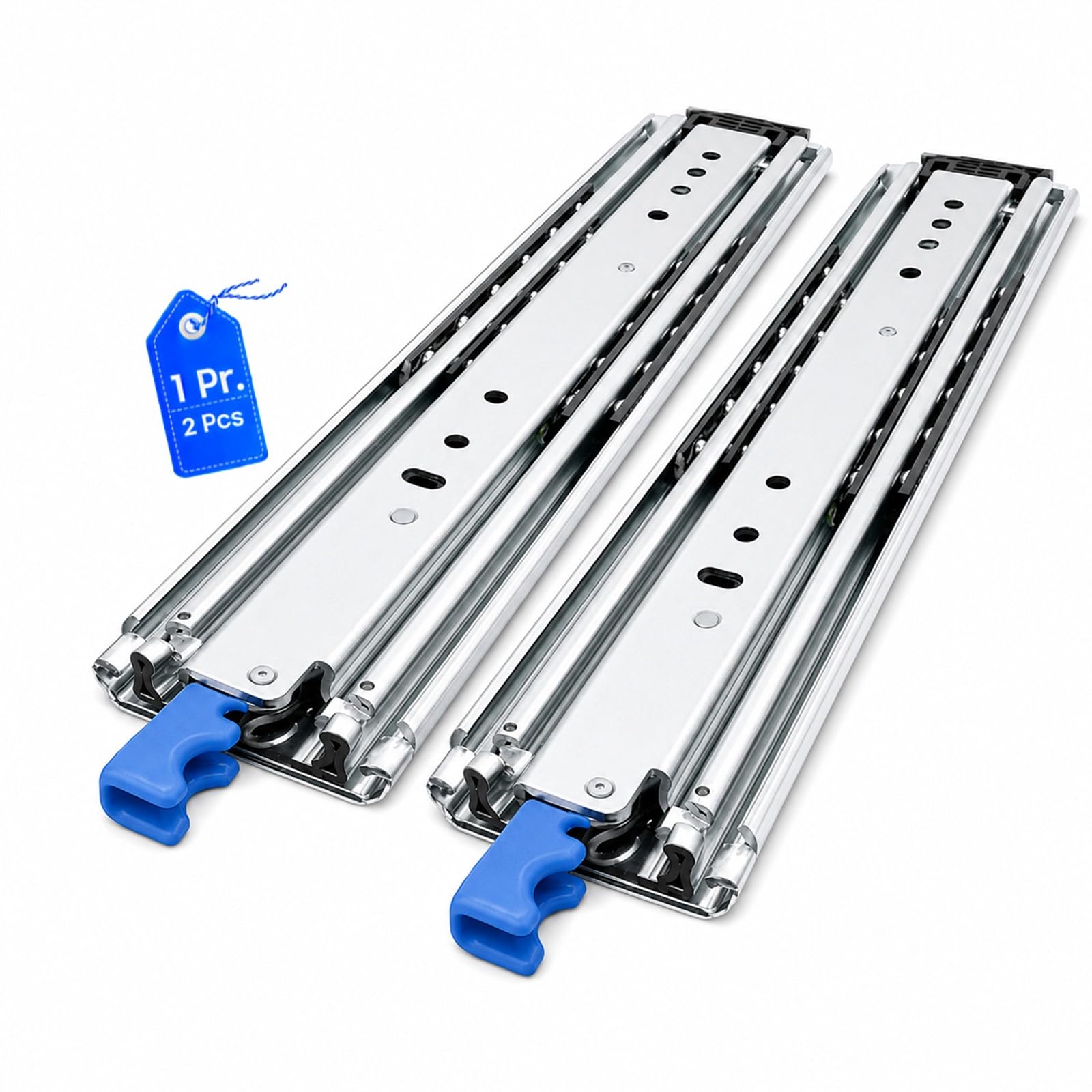 Guías para cajones 500 lbs con bloqueo, extensión total, montaje lateral