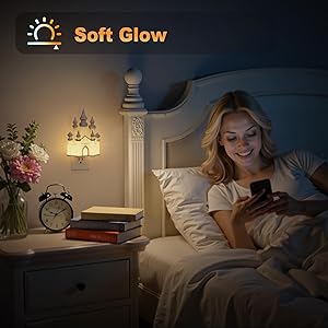 JandCase Night Lights Plug into Wall,2 Pack 3D Printed Castle Night Light,3000K Plug in Nightlight with Dusk to Dawn Sensor,0-100LM Adjustable Brightness for Rooms Bathroom Hallway