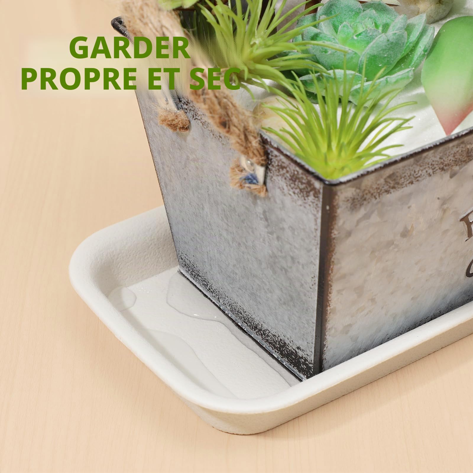 Garneck Lot de 3 soucoupes rectangulaires en Plastique - Bac de d'eau pour Plantes - Soucoupes pour Pots de Fleurs et jardinières de Balcon - Idéal pour l'intérieur et