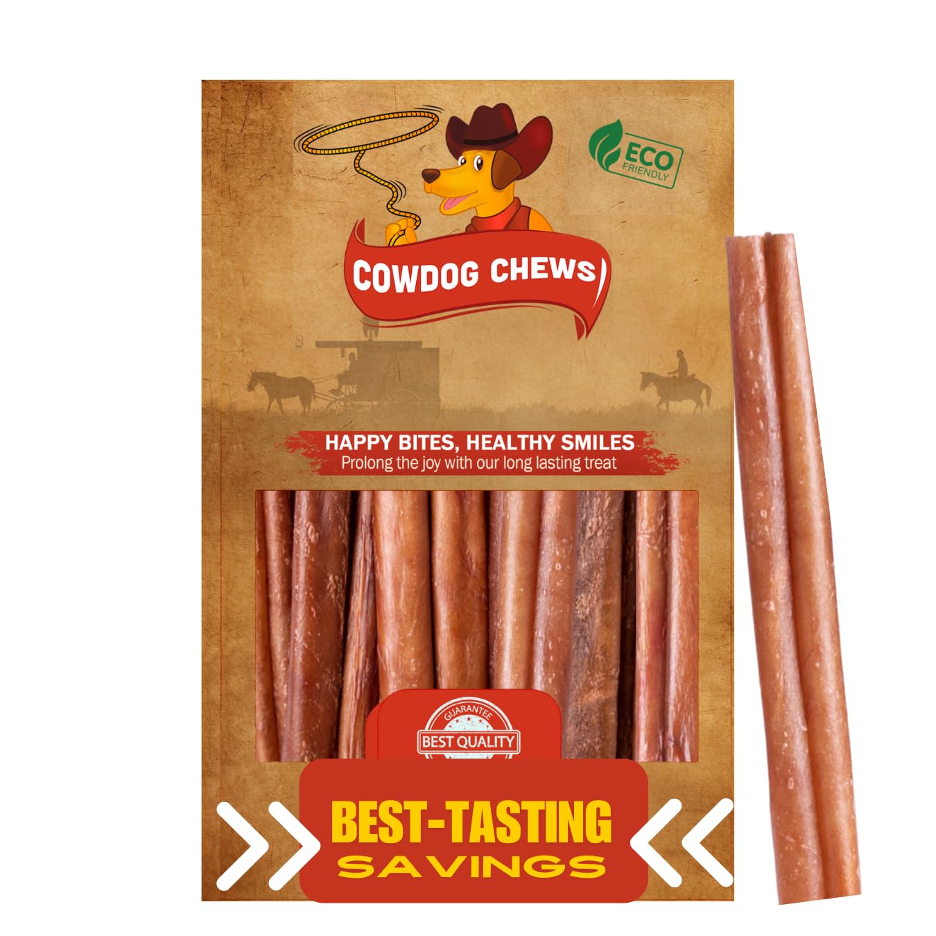 Cowdog Chews Beef Bully Stick: Odor-Free, Fully Digestible Beef Collagen Chews (5-7", 25 Count) - Natural, Grain-Free, Long-Lasting Collagen Bully Stick Substitute for All Dog Breeds