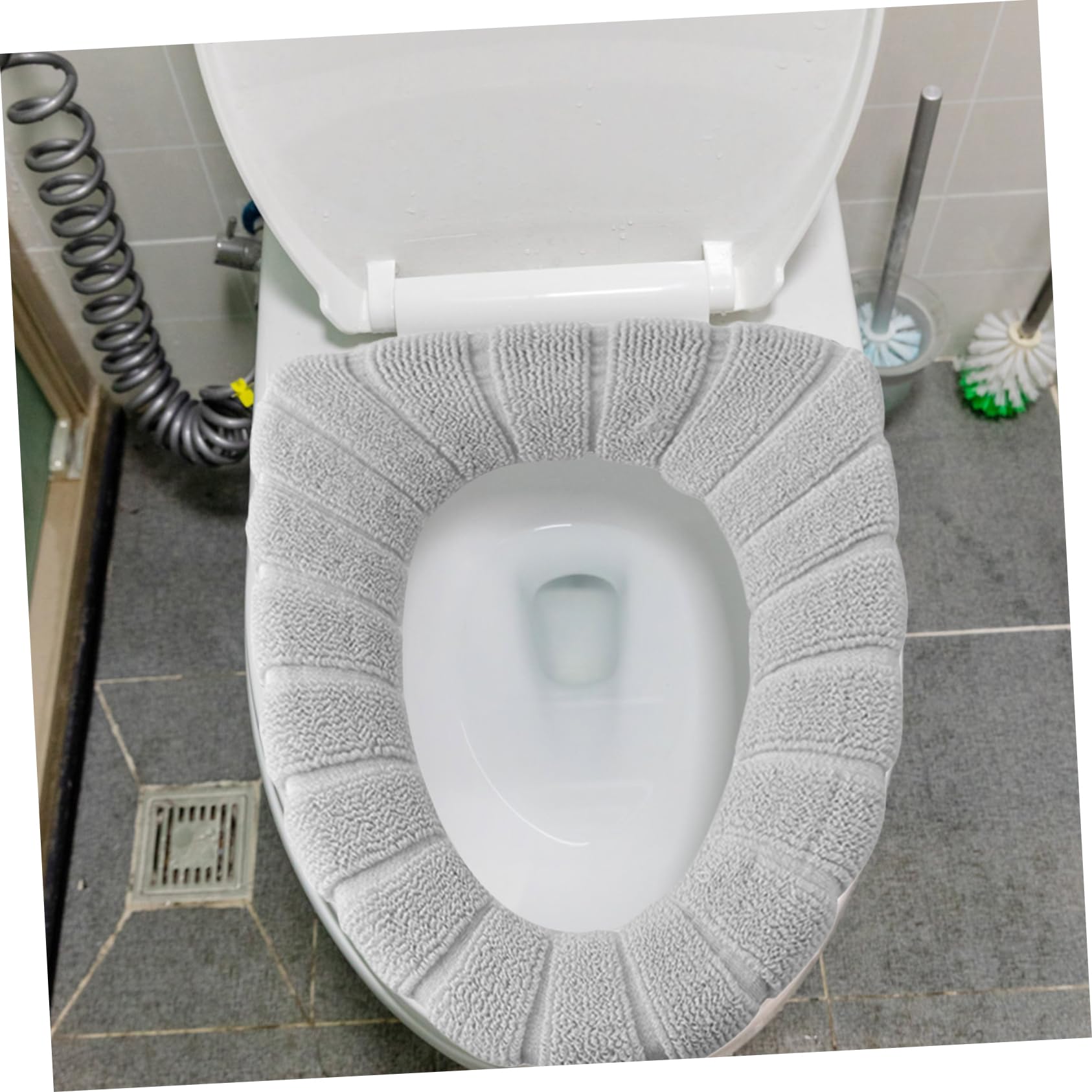 Cabilock for Your Bathroom Universal Fit Toilet Seat Cover Stretchable Washable Soft Polyester Easy Install