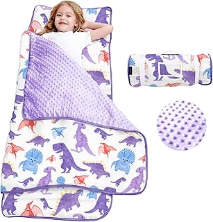 Nap Mat- Toddler Nap Mat with Pillow & Fleece Blanket- 55''*23''*2'' Nap Mat for Toddlers- Nap Mats for Preschool, Daycare…