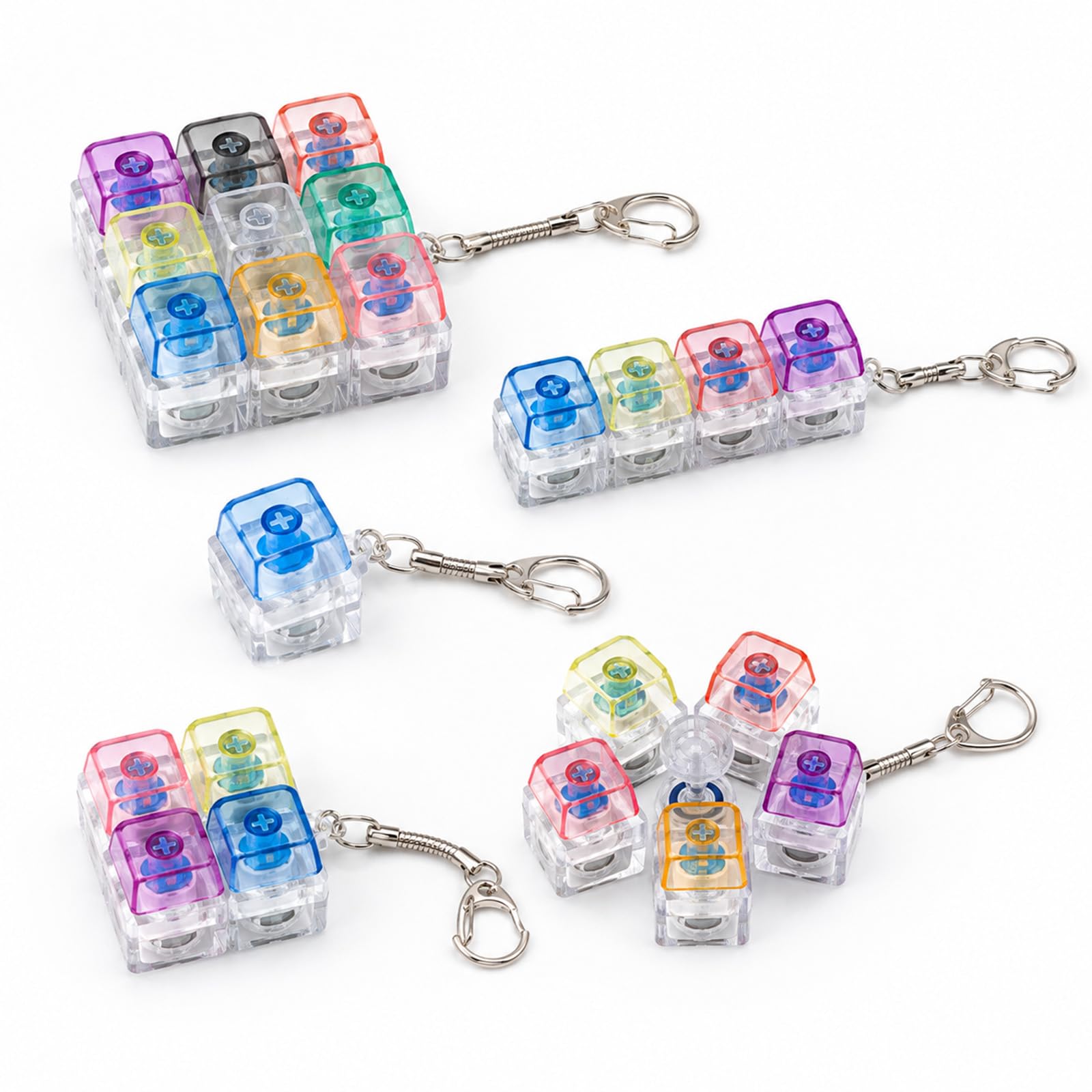 5Pcs Light Up Keyboard Fidget Toy, Crisp Tactile Sound Mini Portable Clicker Fidget Toy, Light Up Mechanical Style Compact Keyboard Clicker for Adults & Keyboard Enthusiasts