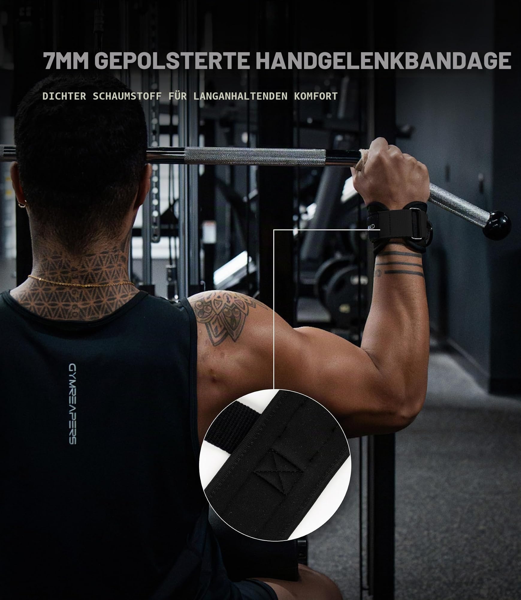 Gymreapers GripLink Gewichthebergurte mit robustem D-Ring und rutschfestem Silikon-Griffperle, verstellbare Unterstützung für Kreuzheben, Powerlifting