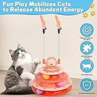 Vista 2 de Cat Toy Interactive Pet Plaything for Indoor Kitten Interactive Kitty Puzzle Ball with 2 Cat-Tease (Orange)