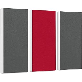 platino24 Schallabsorber COLORE aus Basotec G+ I Akustikpaneele mit Akustikfilz I 3 Wand-Paneele in Granitgrau + Bordeaux I Akustikplatten zur Schalld mmung in B ro Studio & Wohnung