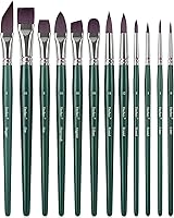 Vista 1 de Artist Paint Brushes Set, 12PCS Watercolor Brushes Professional, Water Color Brushes - Round Flat, Liner Filbert Angular Oval Wash & Dagger for Dark