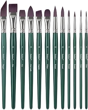 Watercolor Brushes Professional, Artist Paint Brushes Set, 12 Pieces | Wooden Handle, Synthetic Bristles, Multiple Brush Shapes, Water Color Brushes for Gouache Oil Watercolor Painting