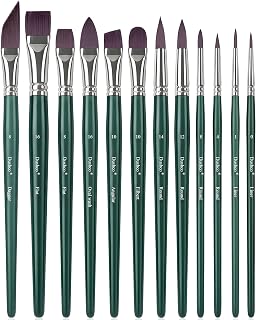 Watercolor Brushes Professional, Artist Paint Brushes Set, 12 Pieces | Wooden Handle, Synthetic Bristles, Multiple Brush Shapes, Water Color Brushes for Gouache Oil Watercolor Painting