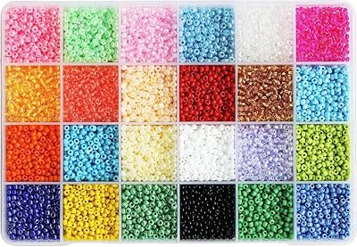 Nowsruiver Size 3mm Seed Beads 24 Colors Total About 7000pcs 8/0 Craft Beads for Making Jewelry Bracelets Necklace