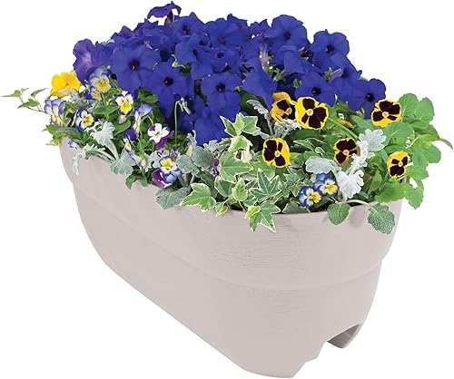 Vista 37 de Emsco Group Bloomers Railing Planter with Drainage Holes – 24" Weatherproof Resin Planter – Brown, Plastic