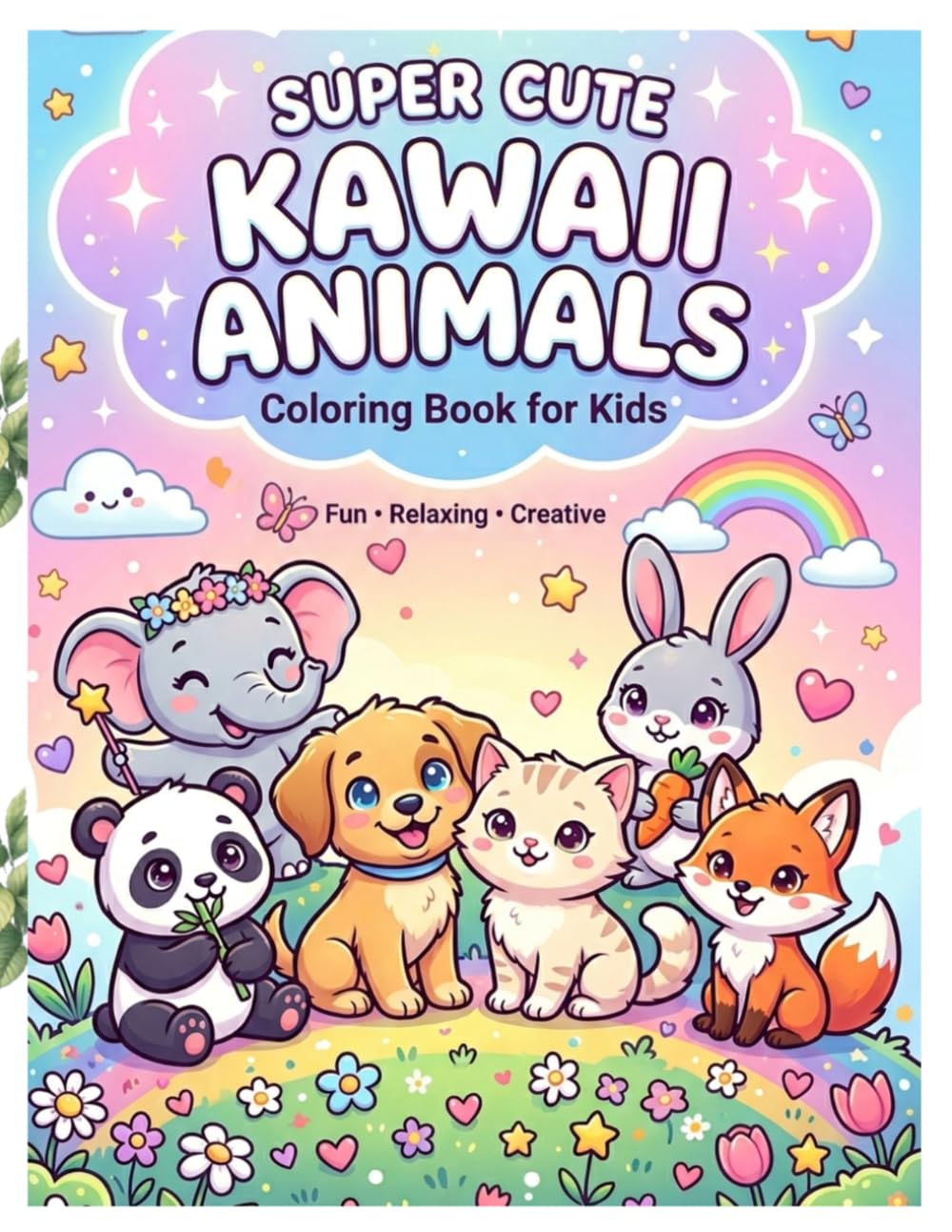 Super Cute Kawaii Animals Coloring Book for Kids: Fun and Relaxing Coloring Pages for Kids Ages 4-8, Cute Animals, Stress Relief Activity Book