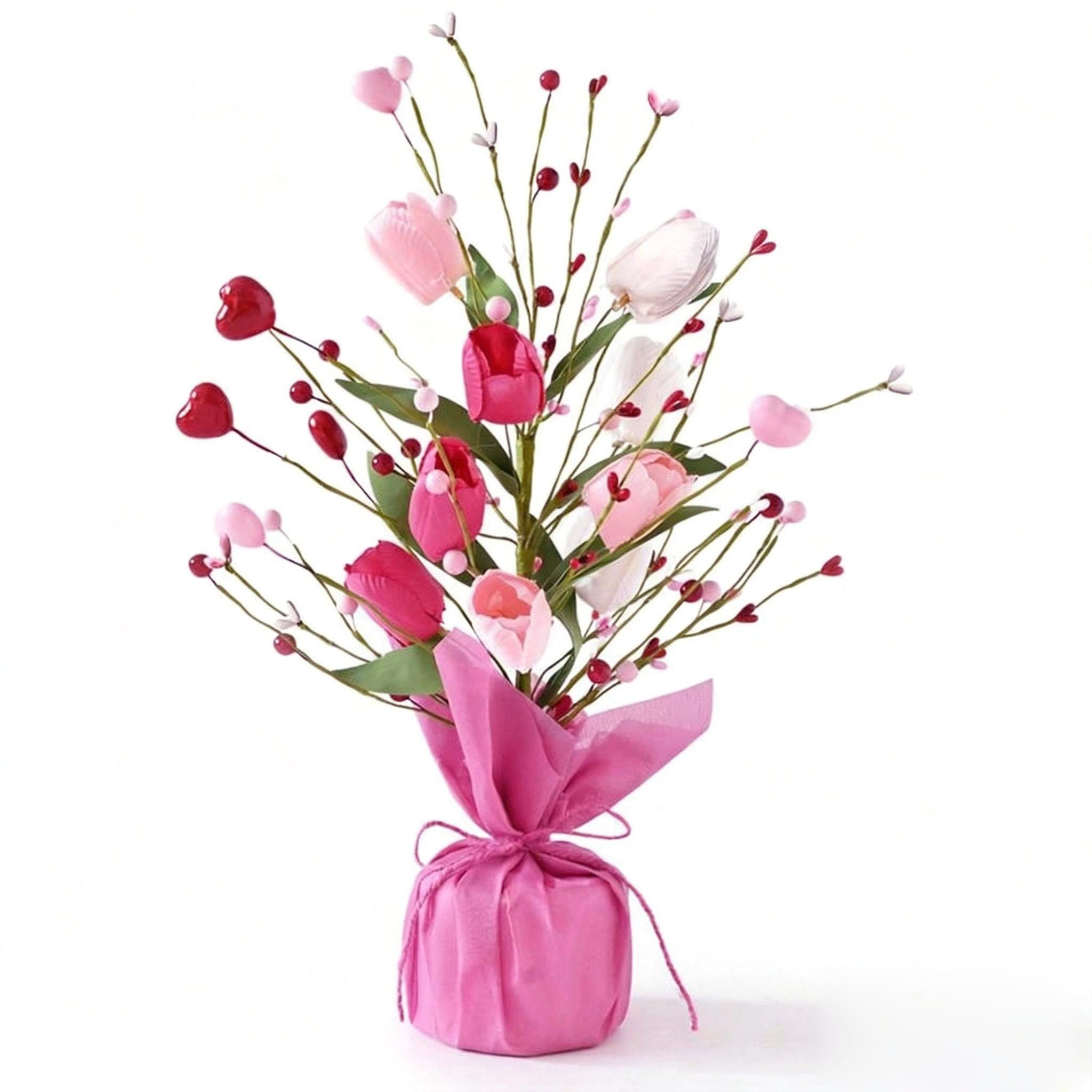 Tulipes artificielles fleurs artificielles comme réelles avec baies pour décoration d'intérieur
