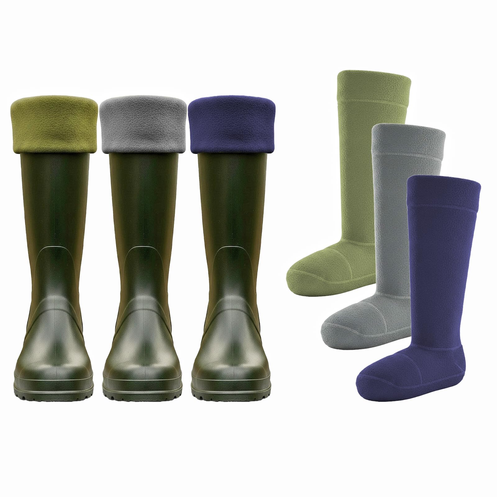 Cluco Men's Assorted Wellington Boot Socks - Long Fleece Welly Socks, Ideal Walking Hiking Thermal Socks, Boot Liners, Welly Warmers Colours (Uk, Numeric, 6, 11, Regular, Regular, 1, )
