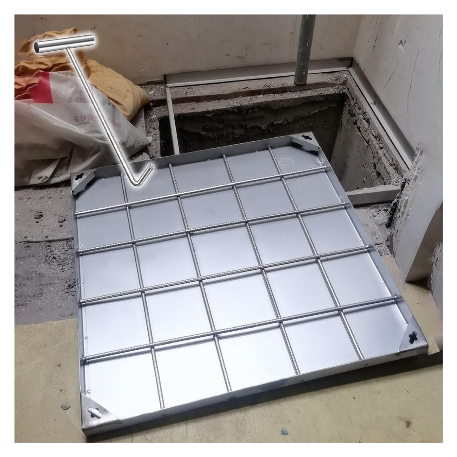 Couvercle de regard étanche anti-odeur en inox 24 x 25 pouces pour fosse et égout