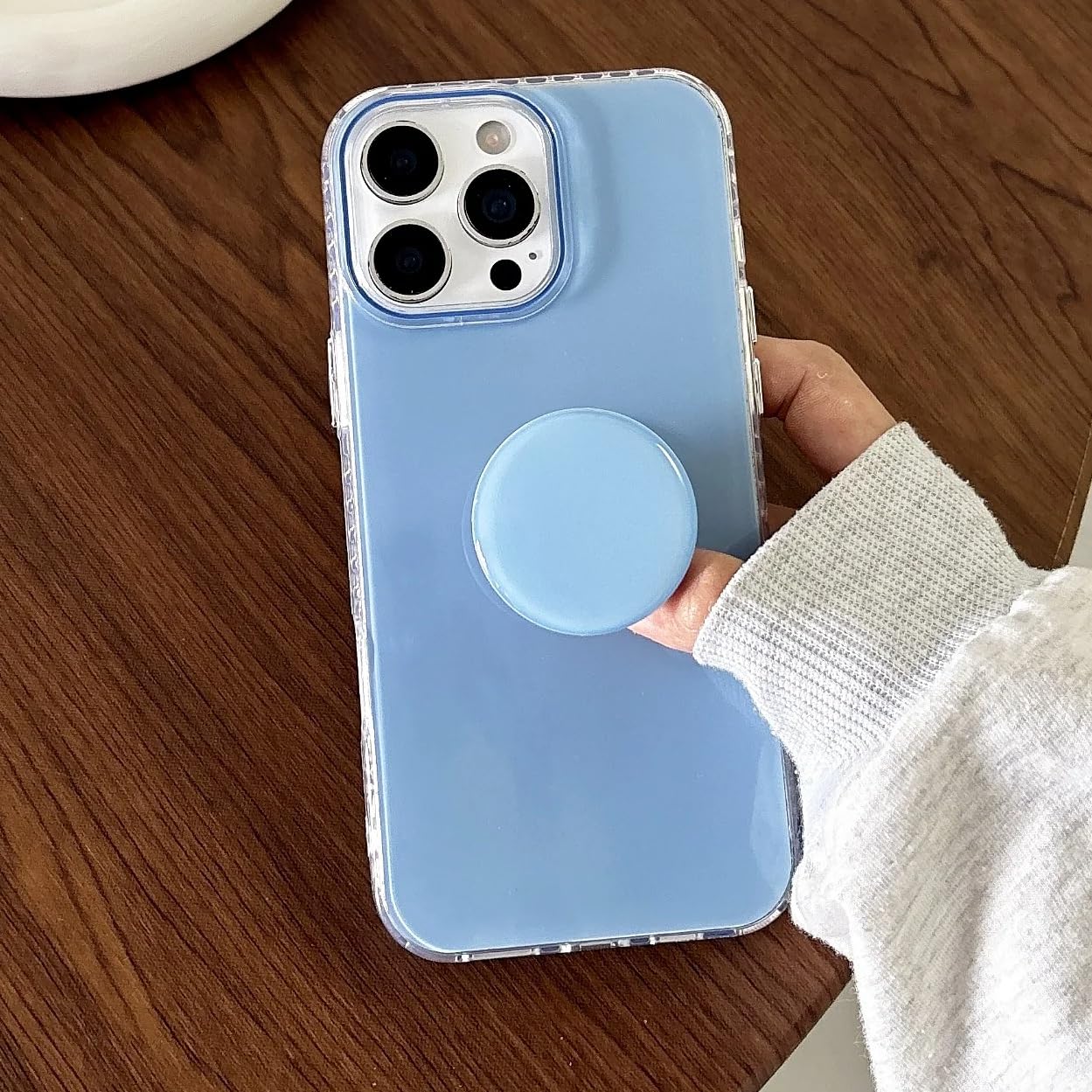 Coque iPhone 15 Pro avec support antichoc bleu bonbon - 7