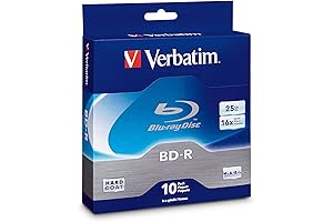 Verbatim BD-R 25GB 16X Blu-ray Recordable Media Disc Spindle - Branded 10 Pack