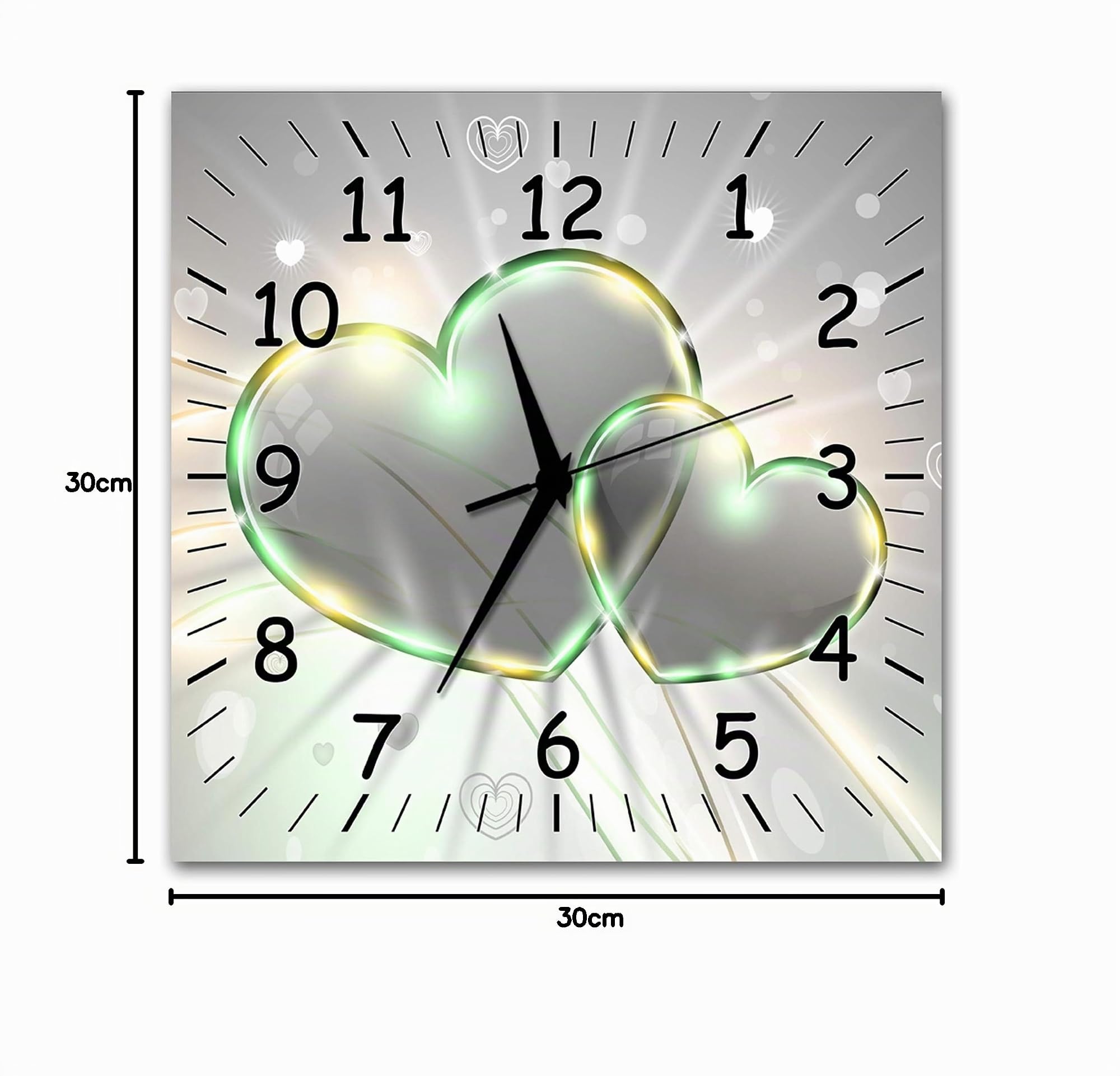 BM Funk Quarz Wanduhr Funkwanduhr Funkwanduhren Funkuhr Funkuhren kein Ticken lautlos geräuschlos leise modern ohne Tickgeräusche Gross XXL Wohnzimmer Küche Herzen 9337-1a SZ