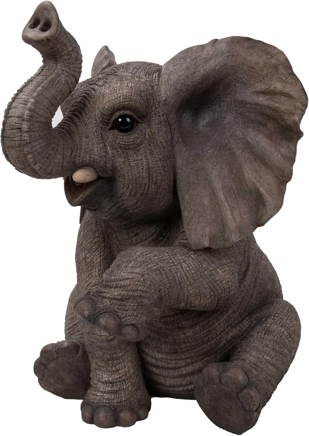 Hi-Line Gift Ltd Sitting Elephant Baby with Trunk Up Statue