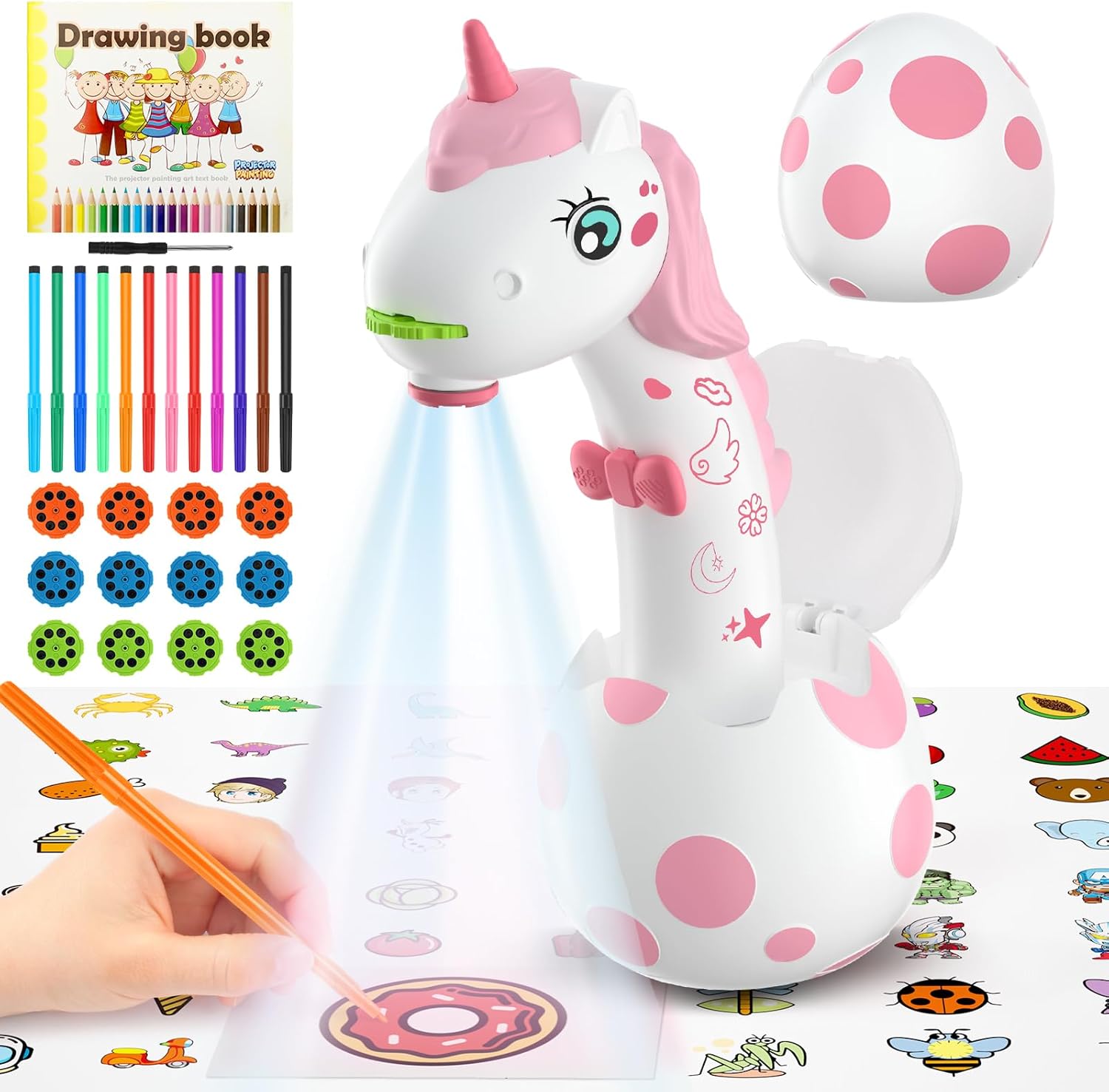 KETIEE Unicorn Drawing Projector Toys for Ages 5-7: Smart Art Sketcher Tracing and Drawing Projector for Kids with 96 Stencils, Spring for Girls Boys Ages 3+