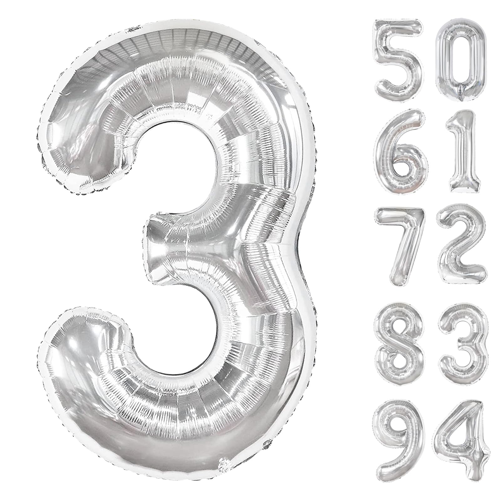 Sliver 3 Balloon - Number Balloon 40 Inch, 3st Sliver Birthday Decorations