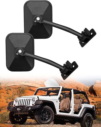 Miniatura 7 de JOYTUTUS Espejos para Wrangler - Espejos laterales de liberación rápida fáciles de instalar para TJ, JK, JKU (1997-2018)