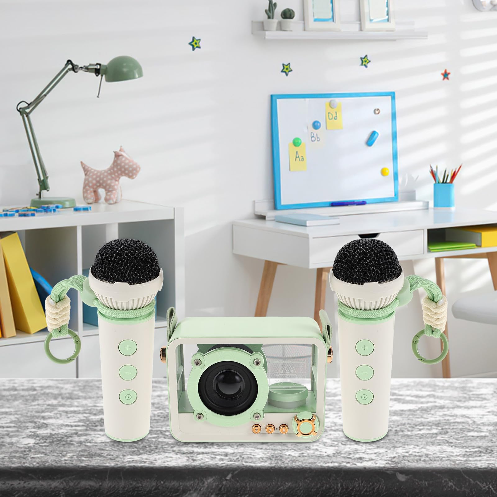 Altavoz Karaoke con Micrófono Portátil Inalámbrico, Sistema de Sonido de Alta Fidelidad en Abs para Celebraciones y Transmisiones en Vivo