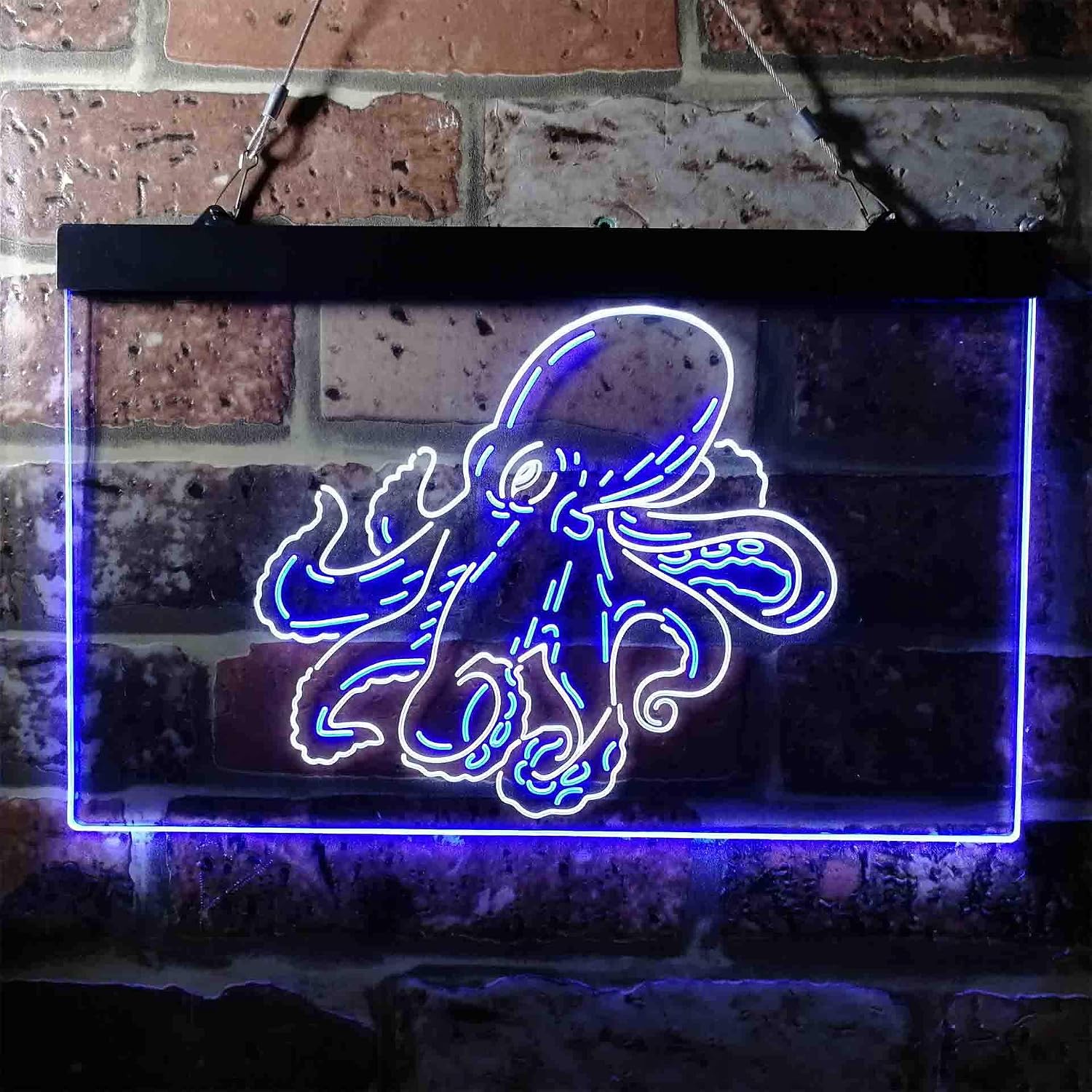 ADVPRO Octopus Ocean Display Room Dual Color LED Neon Sign White & Blue 12 x 8 Inches st6s32-i3734-wb