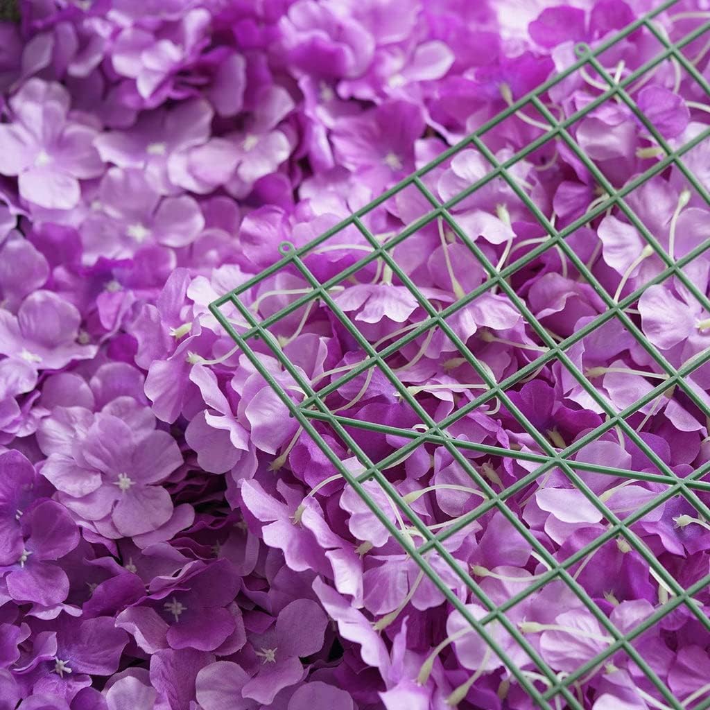Tableclothsfactory 4 PCS Purple Silk Hydrangea Flower Mat Wall Wedding Event Decor for DIY Centerpiece Arrangement Party Decorations