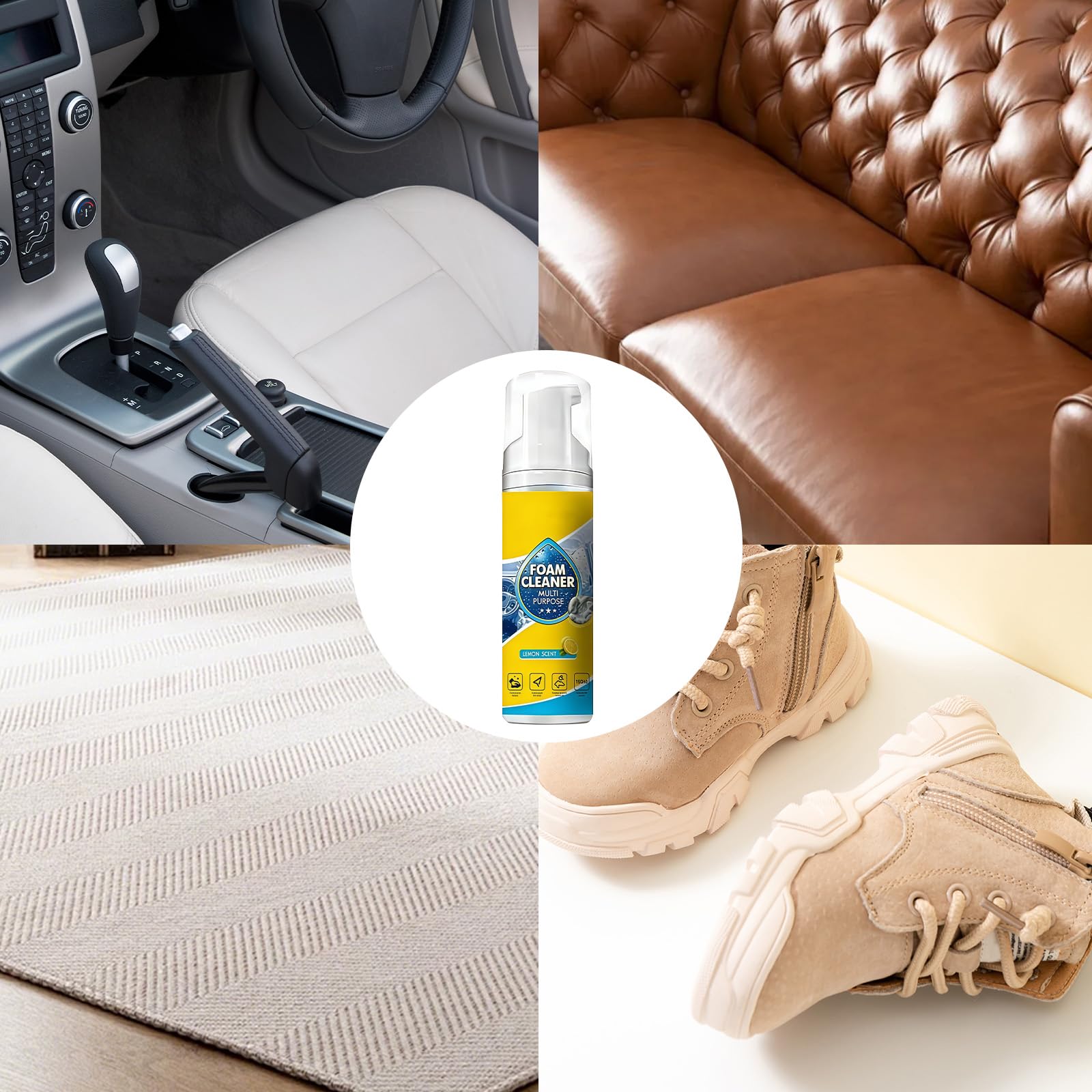 Foam Cleaner, Schiuma Spray Multiuso, 4-in-1 Multi-Enzyme Foam Cleaner 5oz, all-Purpose Deep Cleaning Spray for Car Interior, Kitchen (1 Pezzo)