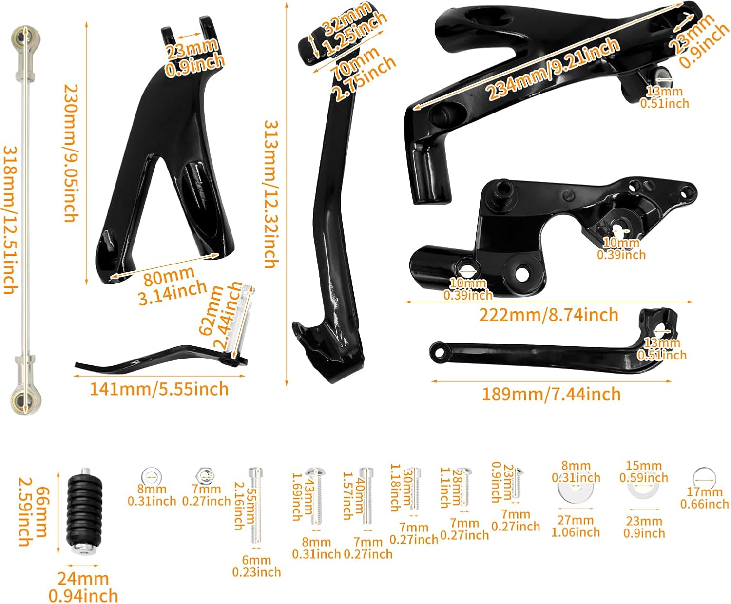 Forward Controls Kit Fit for Harley Softail Low Rider S FXLRS Low Rider ST FXLRST Standard FXST Street Bob FXBB 2018-2025, Foot Pegs Levers Linkage Set, Upgrade Controls System, Black