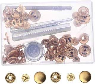 Didiseaon Conjunto De 12 Conjuntos De Botões De Soco Para Fechos De Couro De Latão Kit De Fechos De Pressão Para Roupas Kit De Pressão De Lona Fechos De Couro Para Roupas Fechos De Couro