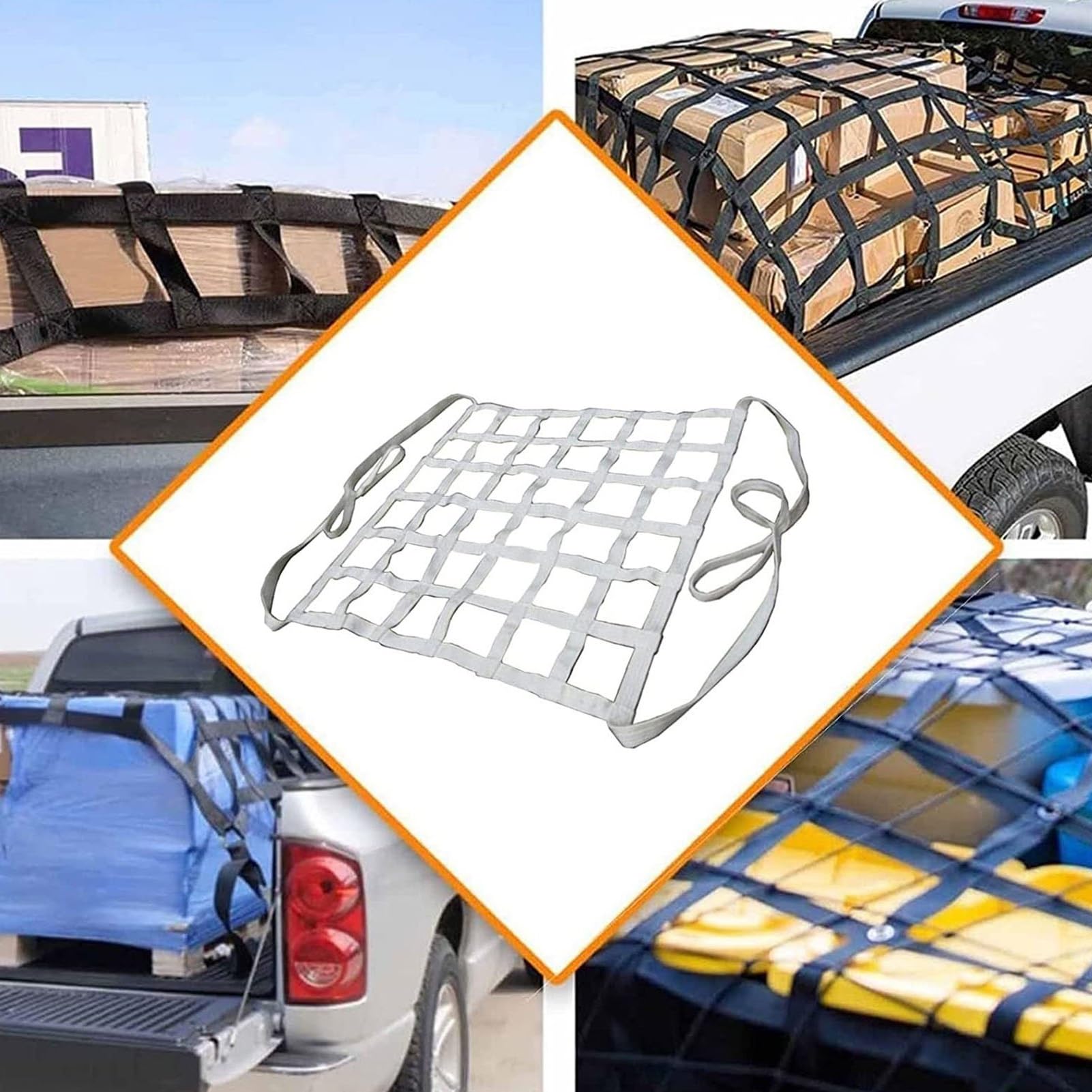 GUODDM Filet De Levage Sécurité, Sangles Plates en Nylon, Filet Chargement pour Palettes Résistant Aux Déchirures, Gréement, Déplacement, Remorquage Et Équipement Travail(3 X 3M/Mesh 15cm/Load 2.5t)