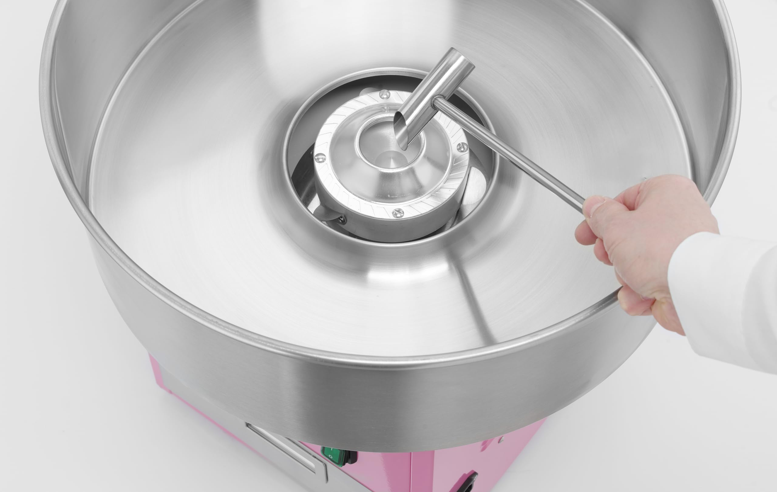 HENDI Machine à barbe à papa électrique professionnelle, 220–240V, 50Hz, 1130W, 520x520x(H)503mm, acier inoxydable, rose