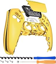 eXtremeRate Chrome Gold Glossy Touchpad Front Housing Shell Compatible with ps5 Controller BDM-010 BDM-020 BDM-030, DIY Replacement Shell Custom Touch Pad Cover Compatible with ps5 Controller