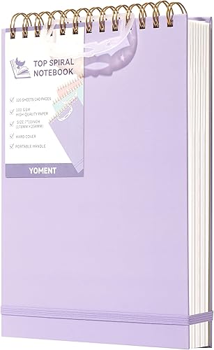 Yoment Top - Cuadernos de espiral de tapa dura, cuaderno grande con rayas de 7 x 10 pulgadas, 240 páginas rayadas, cuadernos en espiral para zurdos,