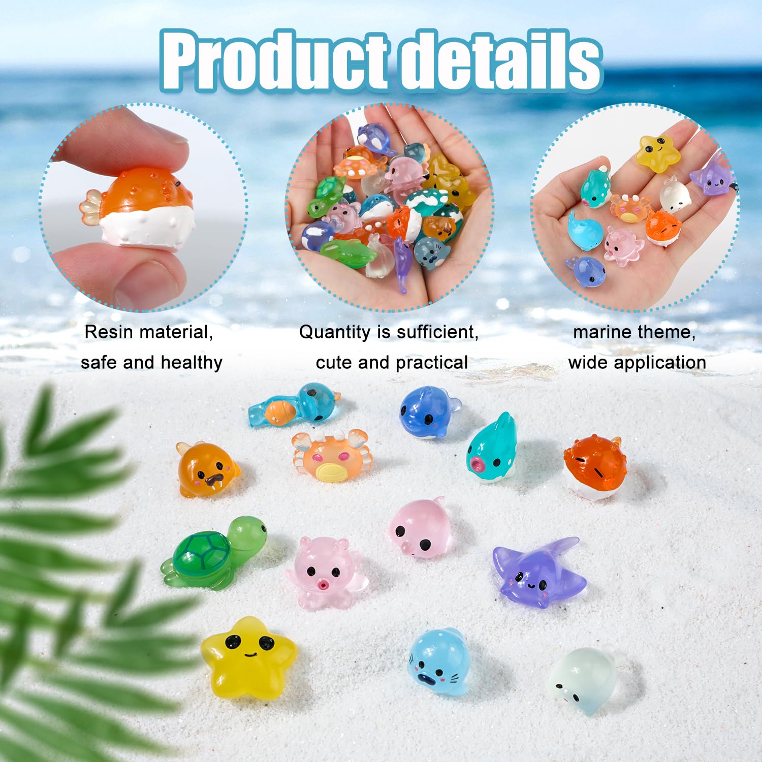 Lot De 30 Mini Animaux Océan En Résine – Phosphorescents – Boîte De Rangement – Pour Aquarium, Jardin Féerique, Chasse Aux Trésors