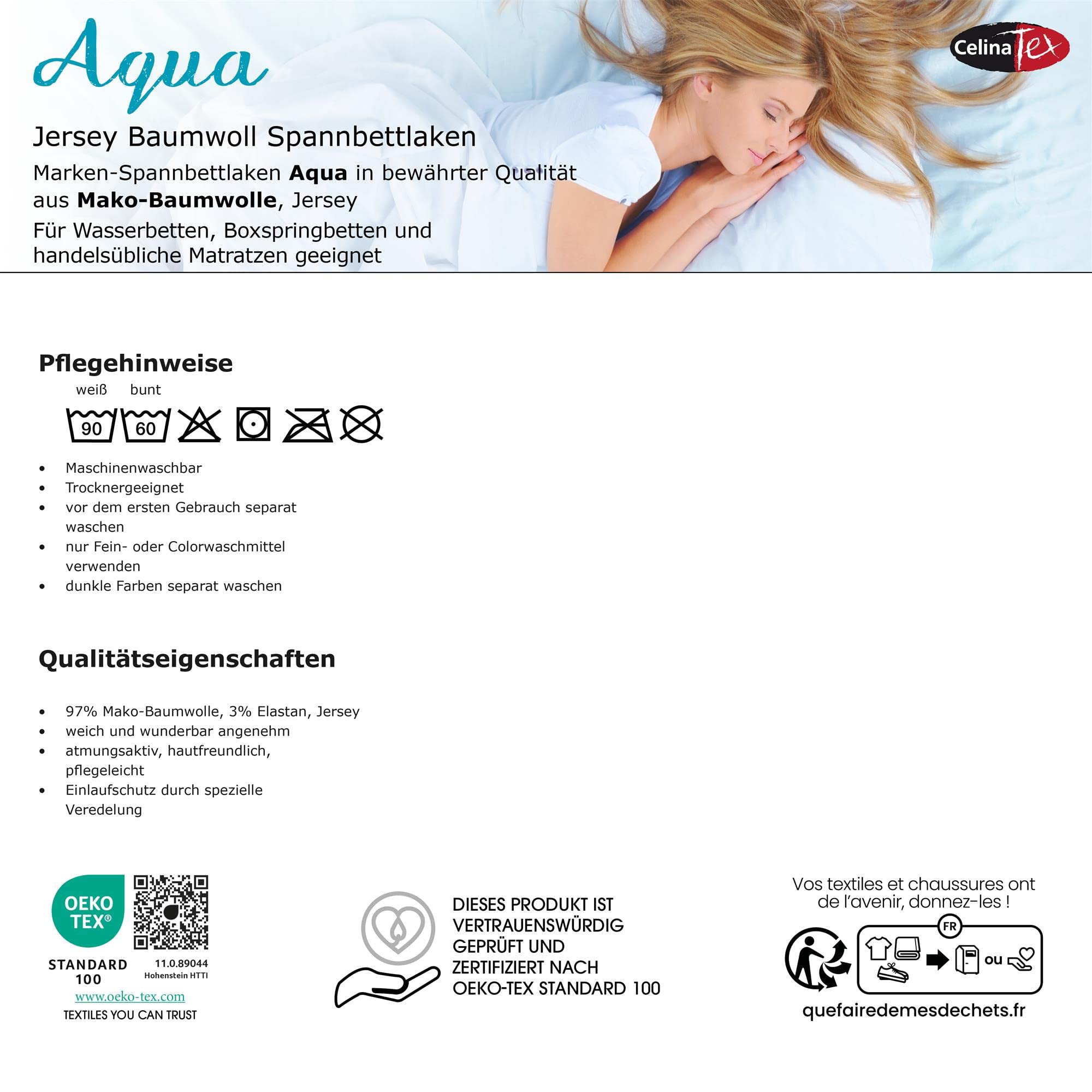CelinaTex Aqua Wasserbett Boxspringbett Spannbettlaken 200x220-220x240 cm Silber grau Baumwolle Bettlaken Elastan