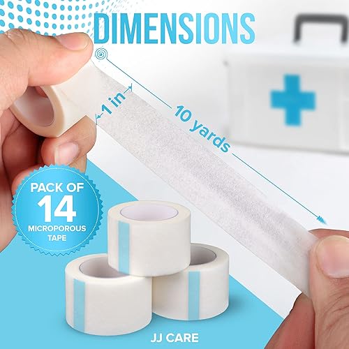 Miniatura 2 de JJ CARE Cinta microporosa Paquete de 14 1 pulgada x 10 yardas cinta de papel transpirable uso médico cinta quirúrgica de papel sin látex rollos de