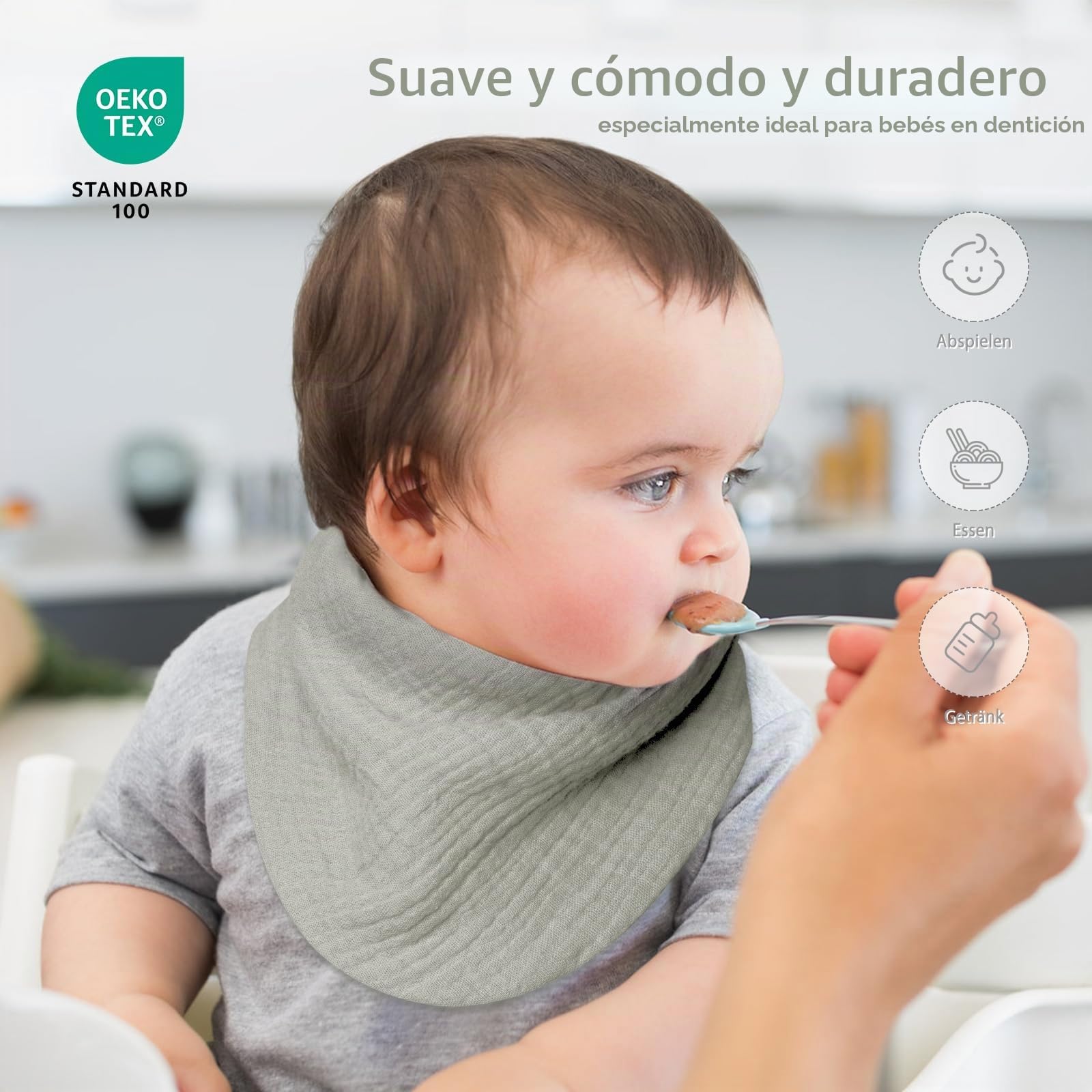 Lulu moon Bebe Baberos de 100% Algodón Muselina, Baberos para Bebé Niño Niña Unisexo 8 Paquetes