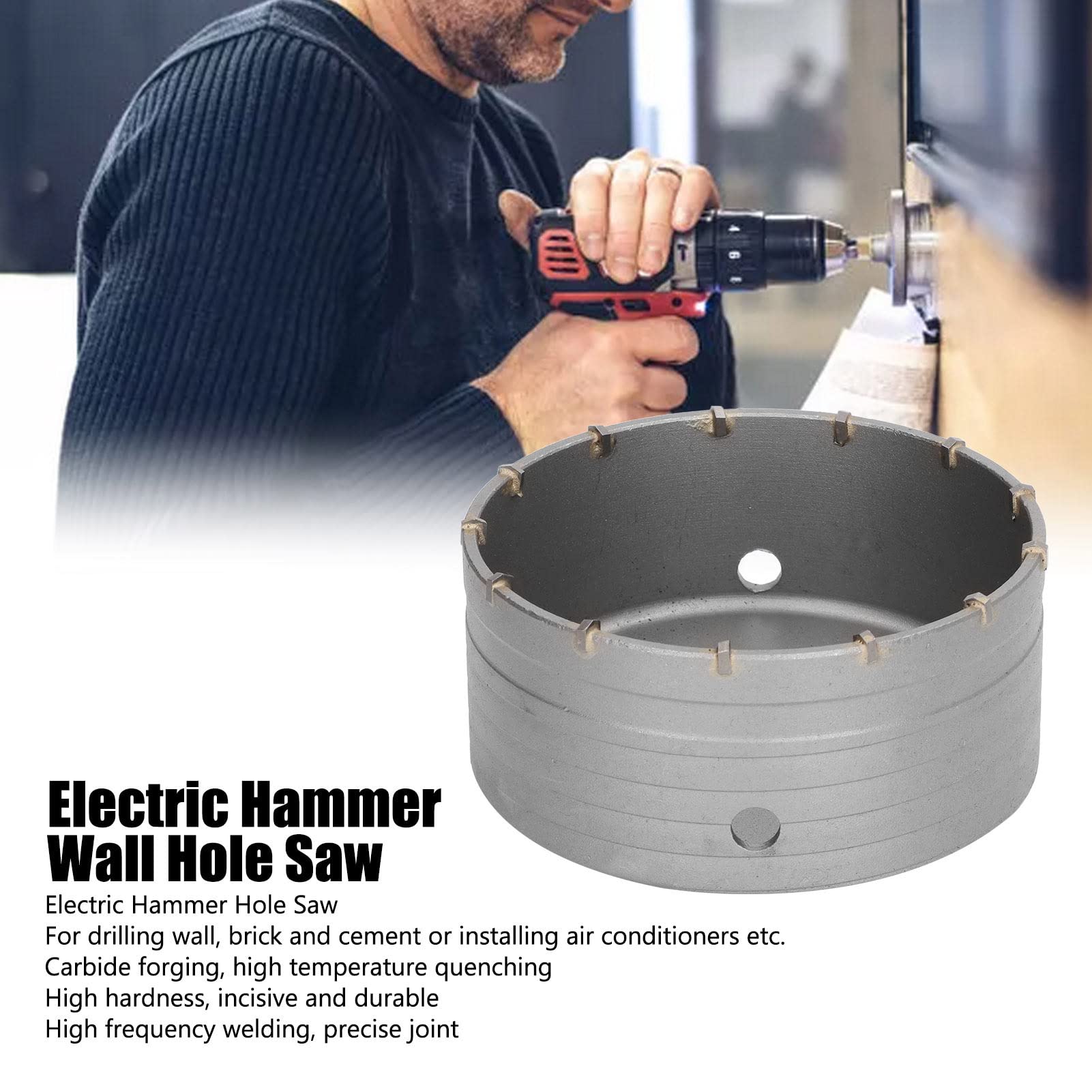 Marteau électrique scie cloche murale en carbure cémenté ouvre-trou creux professionnel coupe-trou en béton pour percer la coupe dans la pierre de mur de brique 130 mm 5,1 pouces
