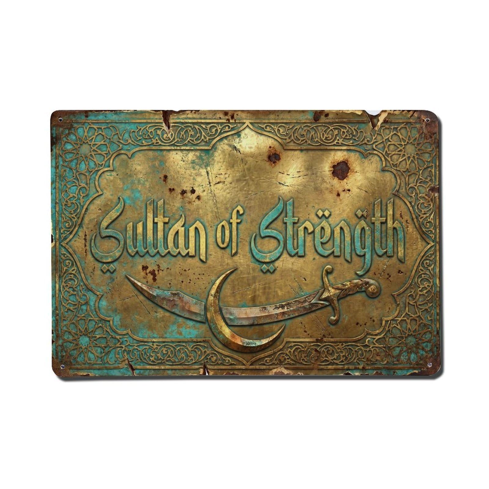 Sultan of Strength Power Retro Motivational Slogans Metal Tin Sign
