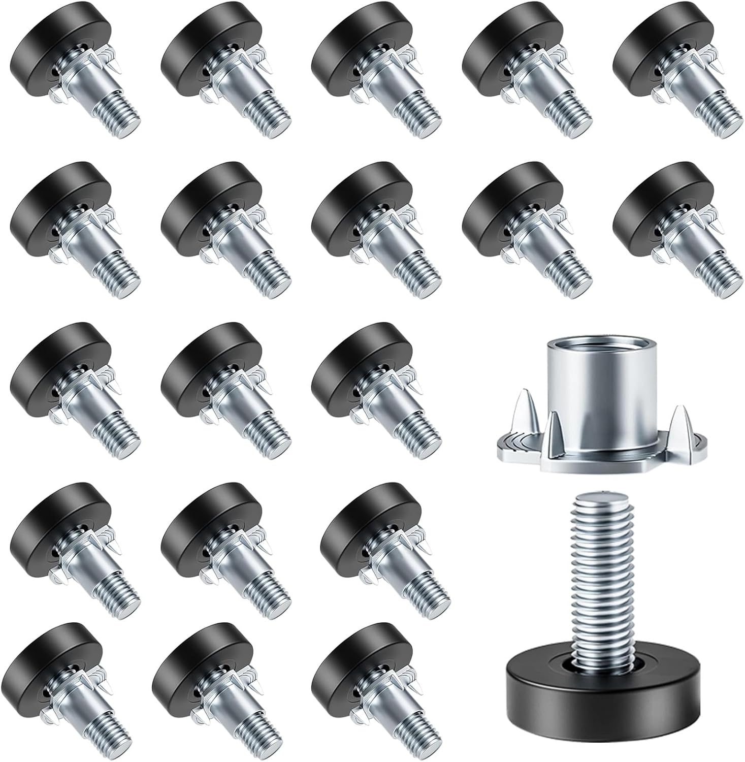 QBXMY7 20 Pcs Furniture Leveling Feet, 1/4"20 UNC Thread