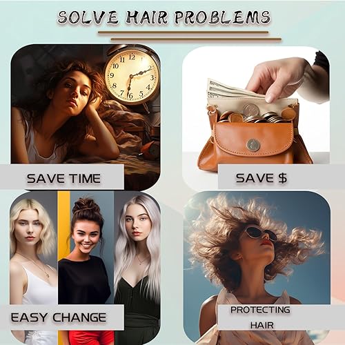 Miniatura 5 de 2 piezas de moño de cabello desordenado, extensión de moño de cabello rizado, ondulado, banda de goma elástica, accesorios para el cabello (gris