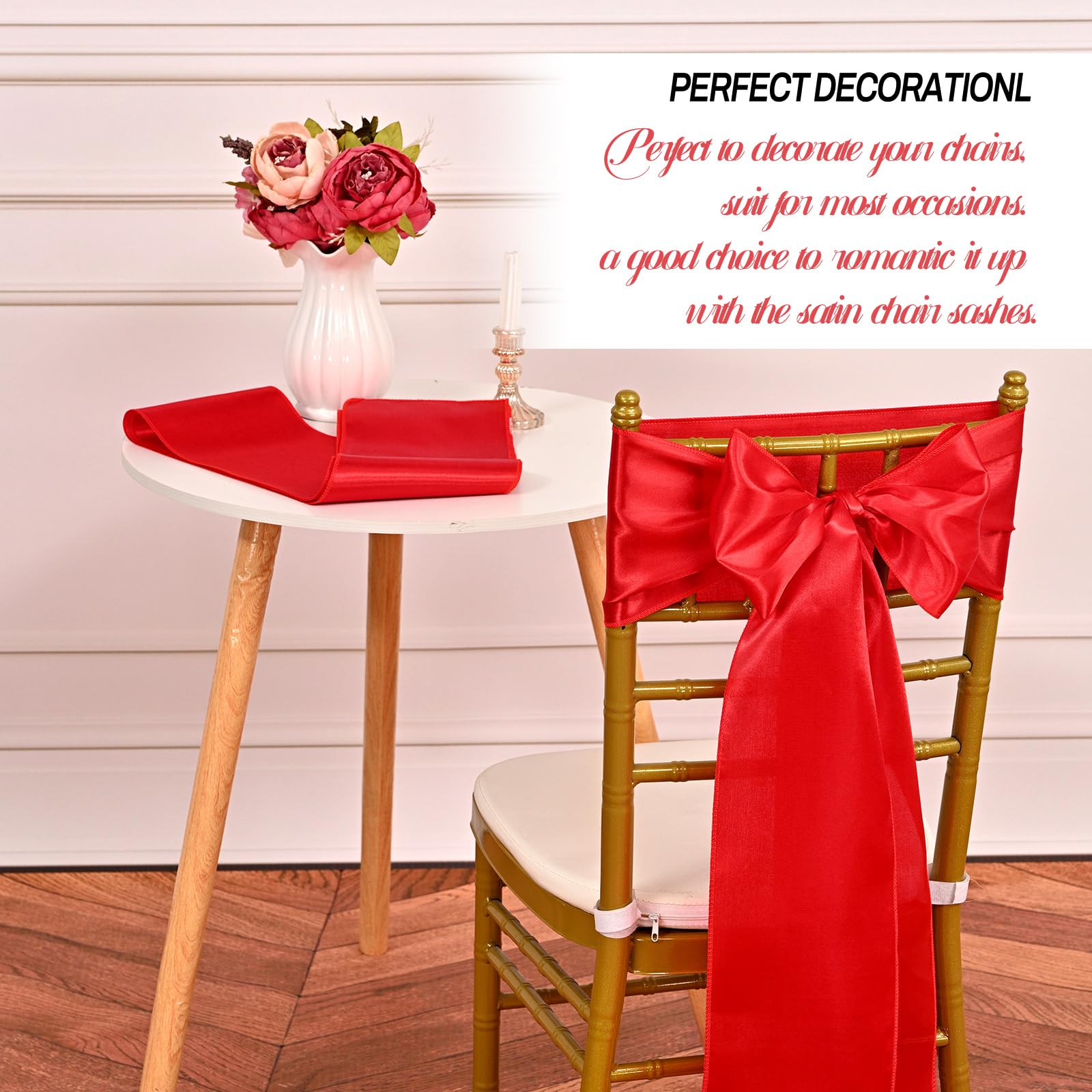 Coprisedia In Spandex Con Fascia Elastica Con Fibbia, Fasce Scorrevoli Fiocco Decorazione Per Banchetto Nuziale 10 Pezzi Rosso~p111370002 - Foto 12