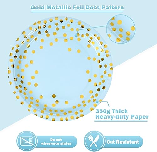 Miniatura 24 de Platos de papel negro y oro rosa, paquete de 100, platos llanos de 50 x 9 pulgadas y servilletas de 50 x 6.5 pulgadas, platos de papel negro y negro