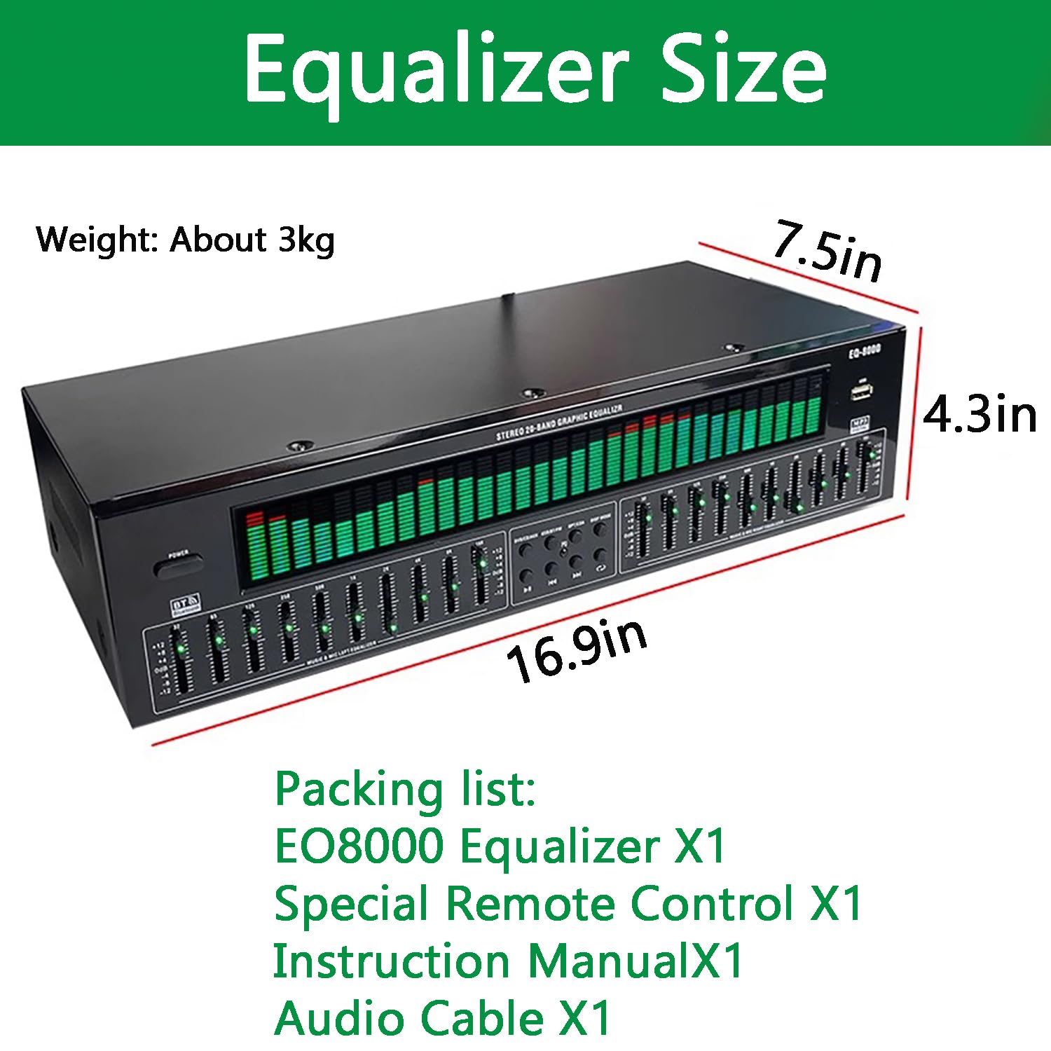 Ecualizador Digital De 31 Bandas, Ecualizador Gráfico Estéreo, Analizador De Espectro Musical, Decodificación De Audio Digital Coaxial Óptico Bluetooth 5.4, Reducción De Ruido