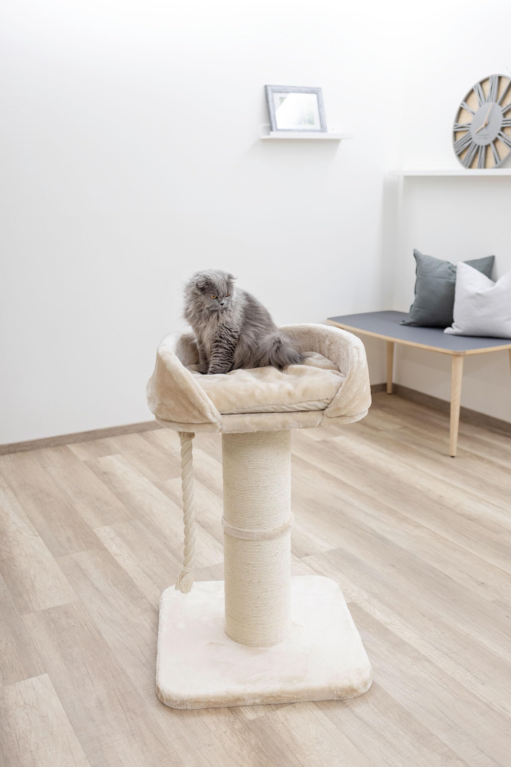 Kerbl Pet Árbol rascador Toni XL, rascador para Gatos, Beige, 58x58x93 cm, Estable y Resistente, para Gatos Maine Coon, rascador Robusto de sisal Natural