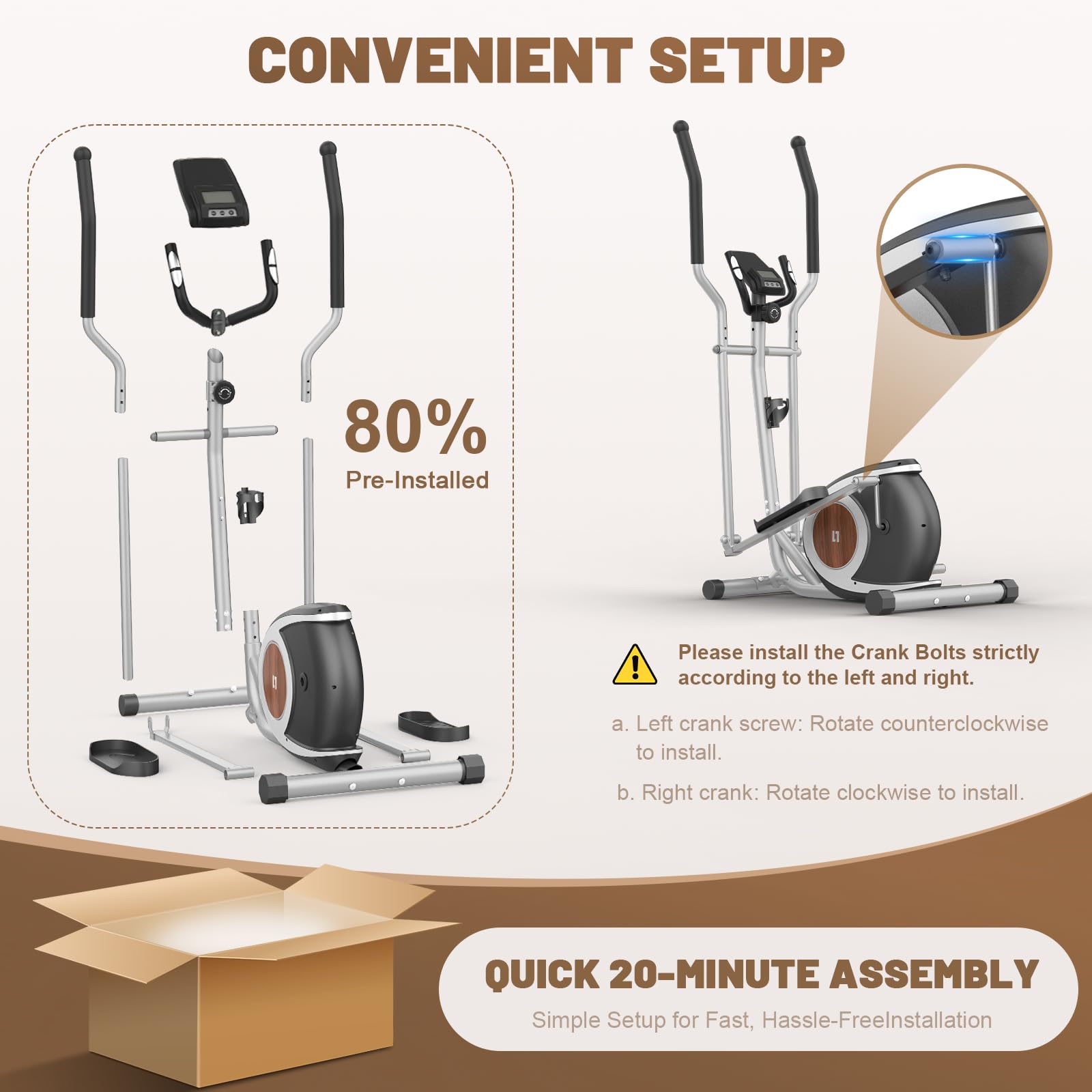 Ellittiche Da Casa, Macchina Ellittica Magnetica Con 16 Livelli Di Resistenza, Monitor LCD, Pedale Antiscivolo, Portabottiglie, Fino a 265 LBS Fitness Esercizio Ellittico Stepper 3 in 1